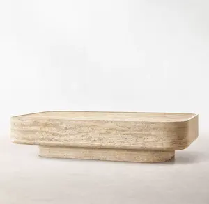 Ensemble de salon moderne contemporain américain de luxe OEM Sassanid table basse sculptée en travertin