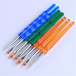 แปรงเพ้นท์เล็บลายดอกไม้แบบไล่สี ด้ามอะคริลิค หัวแปรงแบบจีบ ขนไนลอน สำหรับตกแต่งเล็บเจล โพลิช ลินเนอร์ ใช้ในร้านทำเล็บ - Product Image 5