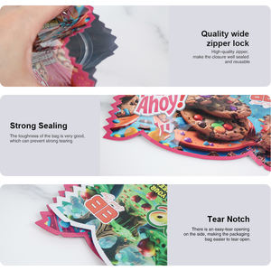 Bolsa Ziplock resellable a prueba de olores, 3,5g, 7g, 14g, 28G, a prueba de olores, Tuercas de caramelo, bolsas de Mylar troqueladas con holograma de forma especial única - Product Image 6