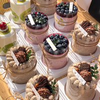 Mini boîte d'emballage de gâteau, cuisson de gâteau mousse petite boîte à gâteau de 4 pouces, boîte d'emballage de dessert