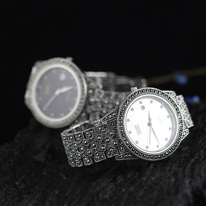Luxe rond étanche rétro bande dames <span class=keywords><strong>Bracelet</strong></span> montre-<span class=keywords><strong>bracelet</strong></span> mode classique S925 en argent Sterling robe hommes montres femmes - Product Image 2