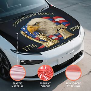 Housse de capot d'auto avec drapeau américain 4x5 pieds, 250e anniversaire de l'indépendance, Aigle, Statue de la Liberté, motif extensible, accessoires automobiles - Product Image 3