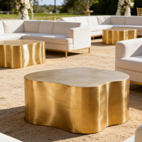 Table basse de mariage en acier inoxydable doré, design unique, minimaliste et moderne, avec finition miroir