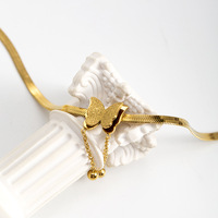 Colliers Pendentifs Papillon en Acier Inoxydable Titane avec Chaîne Serpent à Pompon Délicat – Bijoux Tendance