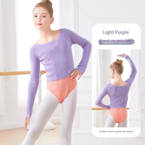 เสื้อคลุมบัลเลต์แขนยาวสีเทาสำหรับเด็กผู้หญิง ชุดเต้นรำ ชุดแสดง - Product Image 3