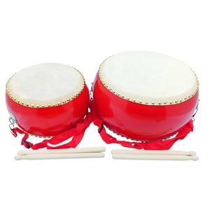 Wholesale Chinese Red Cowhide Tang <b>Drum</b> Wooden Folk Hand <b>Drum</b> With Strap And Mallets For Kids Performance - Product Image 1