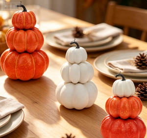 Juego de Decoración Interior de Calabazas Apilables Multicolores de Plástico para Halloween y Acción de Gracias de <span class=keywords><strong>Mubai</strong></span> - Torre de Calabazas de 3 Niveles - Product Image 3