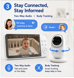Baby Monitor 5 Pollici Dual Mode 1080P WiFi con Modalità Privacy Spegnibile, Modalità VOX, Avvisi di Temperatura, Telecamera e Audio - Product Image 3