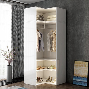 Multifunktionaler Eckschrank L-förmiger Rechtwinkliger Schrank Schlafzimmermöbel Moderner Kleiderschrank Holzschrank - Product Image 1