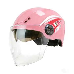 Casco da moto tipo half helmet, design sportivo, visiera grande trasparente + chiusura rapida, fori di ventilazione laterali - Product Image 4