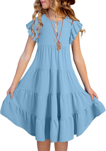 Vestido de Verano para Niñas, OEM ODM, Color Personalizado, Transpirable, Vestido Informal para Niñas, Venta al por Mayor, Ropa Informal para Exteriores - Product Image 2