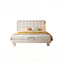 Cadre de lit pour enfants avec tête de lit à bulles de qualité supérieure, lit plateforme rembourré blanc crème et rose, lit de chambre à coucher pour filles sûr et élégant