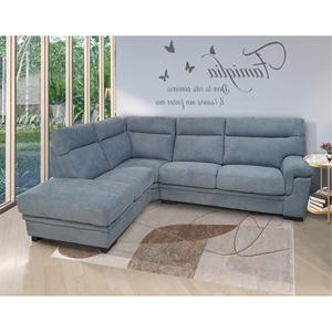 SALOON FLAVIA CON PENINSULA SINISTRA IN TESSUTO BLU - Product Image 1