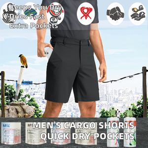 Pantalones Cortos Cargo para Hombre, Cintura Elástica Media, Multibolsillos, Ajuste Holgado, Verano, Negocios, Deportes al Aire Libre, Largura hasta la Rodilla, Estilo Golf, Teñido Liso - Product Image 2