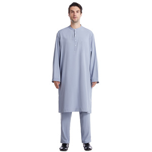 Thobe / Thawb pour hommes musulmans à col boutonné et manches longues, en polyester, style ethnique, direct usine, best-seller AliExpress <span class=keywords><strong>EBAY</strong></span> - Product Image 5