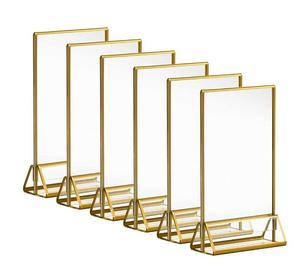 4x6 "Acrylic đôi mặt hình ảnh dấu hiệu chủ với khung vàng và đứng dọc để hiển thị đám cưới Bảng số - Product Image 1