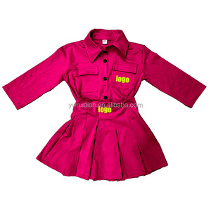 Nouveaux ensembles de vêtements de printemps pour enfants pour filles de 2 à 12 <span class=keywords><strong>ans</strong></span> <span class=keywords><strong>veste</strong></span> à revers et jupe plissée d'outillage vente en gros - Product Image 2