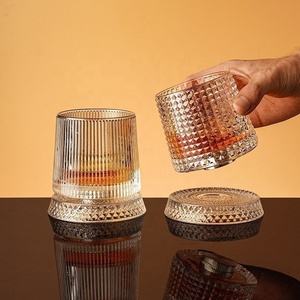 Vasos de Cristal de Lujo de 9oz con Diseño de Diamante, Vaso Giratorio para Whisky, Copa Premium Tallada a Mano con Base Giratoria - Product Image 6