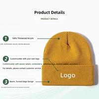 Gorros de Punto Jacquard con Logotipo Personalizado, Gorro de Invierno Acrílico Extra Grande para Esquí, Gorros de Color Sólido con Logotipo Bordado