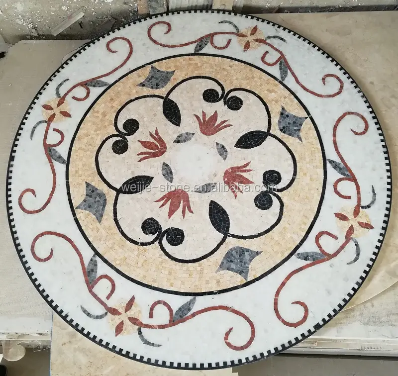 Carrelage de table en pierre naturelle, médaillon en mosaïque, nouveau design
