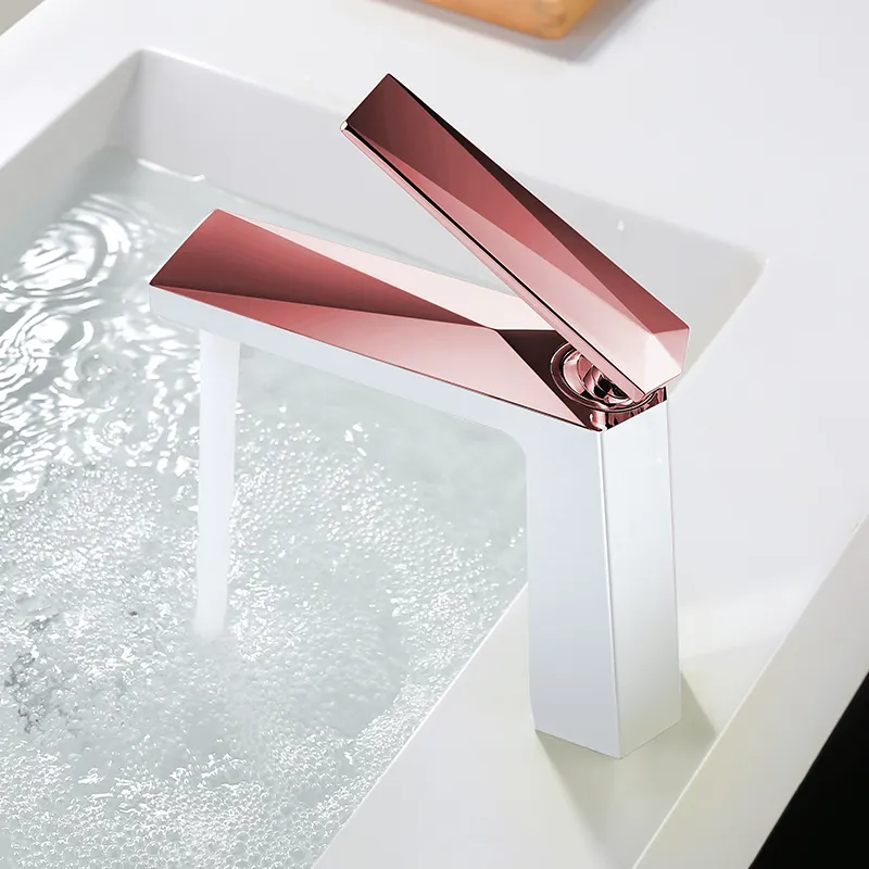Wholesale white pink aqua mixer artistic brass bathroom faucet
