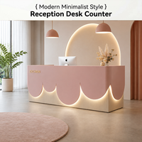 Bureau d'accueil laqué moderne et minimaliste, dimensions personnalisées, pour centre d'éducation préscolaire, parc pour enfants, hall d'entreprise et spa de beauté