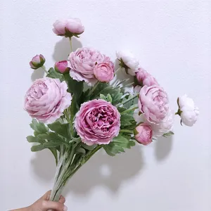 Fleur artificielle en soie de haute qualité, Ranunculus à 3 têtes, fleur décorative <span class=keywords><strong>pour</strong></span> <span class=keywords><strong>la</strong></span> maison, mariage, <span class=keywords><strong>fête</strong></span>, rose poudré - Product Image 6