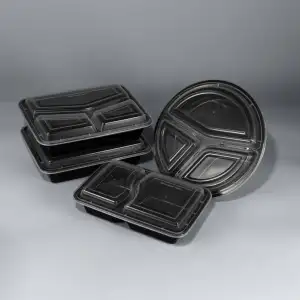 午餐食品容器PP透明方形和圆形外卖塑料外卖食品容器
