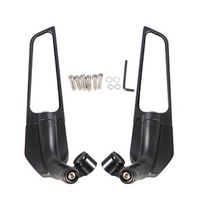 Rétroviseur de moto avec lames coupe-vent, noir, plat, 20cm, pour Yamaha Honda Suzuki Kawasaki Street Bike Upgrade - Product Image 2