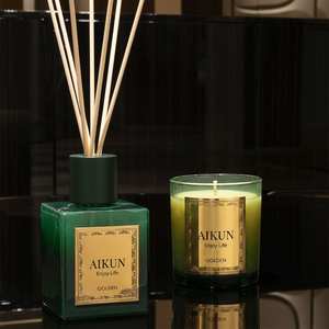 AIKUN Luxury Glass Gift Set Aromatherapy <b>Reed</b> <b>Diffuser</b> Smokeless Scented Soy Wax Candles <b>for</b> Classical Wedding Gift - Product Image 2