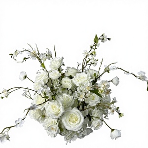 SMOOTH Artificial Silk <b>White</b> Flower Ball Wedding Valentine's Day <b>Table</b> Centerpiece Stand with Customizable Size - Product Image 1