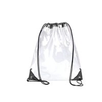 Sac à dos transparent avec cordon de serrage personnalisé, en PVC imperméable, sacs transparents en polyester, grande capacité pour la salle de sport et les voyages (noir)