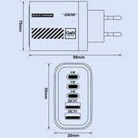 Cargador USB C PD de 240W con 5 Puertos, Carga Rápida 3.0, Cargador de Teléfono Móvil USB Tipo C, Adaptador de Carga Rápida para Samsung, Xiaomi, Huawei