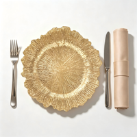 LIYH 24 Assiettes de Présentation Modernes en Plastique Doré Robuste Sans BPA pour Décoration de Dîner de Mariage