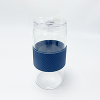 Tasse à tequila de 380ml 500ml en verre borosilicaté en forme de cola avec extrémité ouverte facile et couvercle pour sérigraphie comprenant de la paille