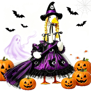 Costume de sorcière pour oie de porche d'Halloween, tenue de cosplay pour statue de jardin de 23 pouces, décoration festive pour fête et maison - Product Image 5