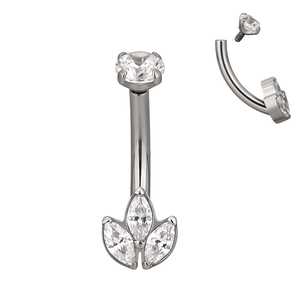 El más nuevo Titanium Curved Barbell 3 Marquise CZ Curved Barbell Eyebrow - Product Image 5