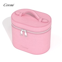 Sac à maquillage COSSNI, fermeture éclair en métal personnalisée, sac à maquillage portable de voyage, boîte de rangement de beauté à motif pierre, étui à maquillage en cuir rose