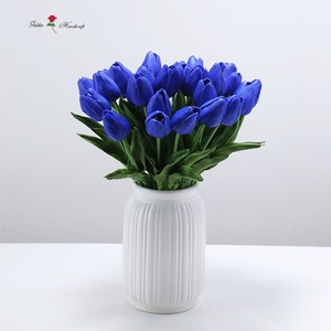 Vintage Wedding Decor Mini <strong>Tulip</strong> PU <strong>Flowers</strong> Real Touch Artificial Single Stem <strong>Blue</strong> <strong>Tulip</strong> for Sale - Product Image 5