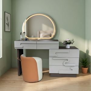 Modern Makeup Vanity Table <b>With</b> <b>Lighted</b> <b>Mirror</b> Storage Desk For Bedroom Furniture - Product Image 2