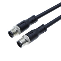 Connecteur industriel blindé étanche M12 personnalisé, unité d'assemblage de câble moulé noir