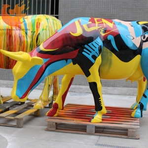 Tùy chỉnh động vật sợi thủy tinh nhựa ngoài trời/trong nhà tượng vườn/Zoon Kích thước cuộc sống bò điêu khắc nhà sản xuất chuyên nghiệp - Product Image 2