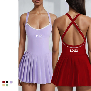 Gaun Tenis Wanita Seksi dengan Logo Kustom, Kerah V Dalam, Tali Silang di Belakang, Saku, untuk Olahraga Pickleball dan Padel - Product Image 2