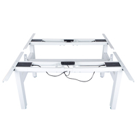 Bureau debout ergonomique à hauteur réglable Hetium, avec plateau en bois et quatre moteurs, assemblage facile, cadre à trois segments