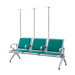 เก้าอี้รอคิว Jian Yi Furniture รุ่น SY003 โครงเหล็ก เบาะสีเขียว สำหรับใช้ในโรงพยาบาล แบบเป็นแถวพร้อมราวจับ - Product Image 1