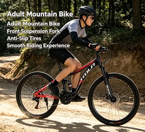 <span class=keywords><strong>Bicicleta</strong></span> de Montaña con Suspensión Completa, 21 Velocidades, <span class=keywords><strong>Bicicleta</strong></span> MTB para Adultos con Horquilla de Suspensión, Frenos de Disco, Neumáticos Antideslizantes para Senderos Forestales - Product Image 1