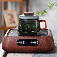 Tasse à thé en verre transparent noir classique résistant à la chaleur avec poignée en bois, grande capacité 200 ml, ensemble café et thé