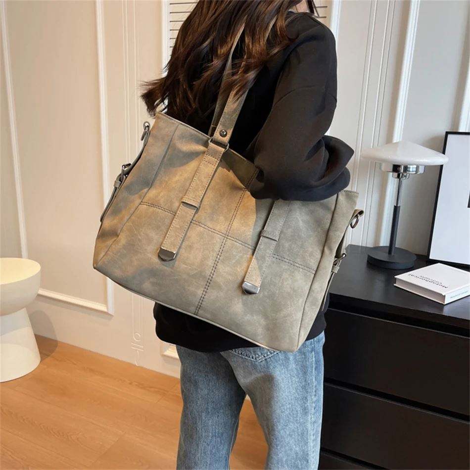 Solid Color Ladies SuedeHandbag Retro Suede Women's Quilted Large Tote Shoulder Bag Female Vintage Designer Crossbody Bags Sac