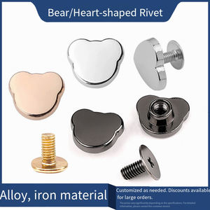 Boutons à pression en métal en forme de cœur en stock, alliage or, argent, noir, attaches pour vêtements, sacs, cœur multicolore - Product Image 2