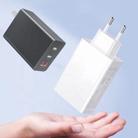 Adaptateur de chargeur rapide HNT 65W GaN 2C1A 3 ports PD 65W & QC18W certifié FCC CE, prise US/EU pour ordinateur portable, téléphone portable